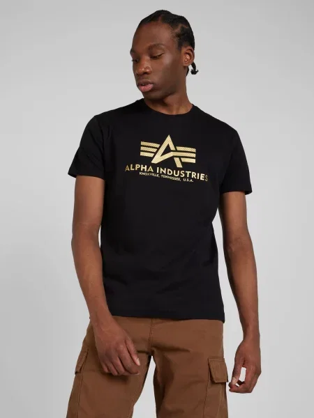 Alpha Industries pánske tričko Basic T Carbon black/gold čierna