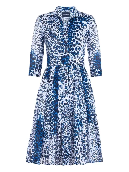 Sukienka koszulowa Samantha Sung z nadrukiem w panterkę garniturowa niebieska