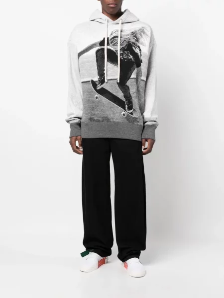Dzianinowa bluza z kapturem Palm Angels z kapturem szara