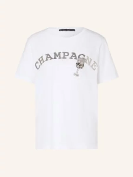 Marc Aurel Koszulka Z Kamieniami Ozdobnymi weiss biała