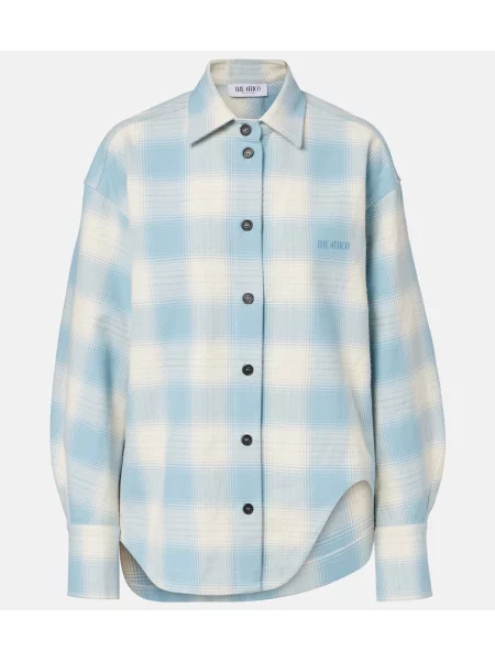 Top The Attico wełniany w kratkę niebieski