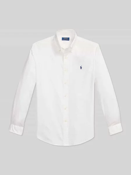 Polo Ralph Lauren Koszule Mężczyzna S Koszula z Kołnierzykiem Zapinanym na biały