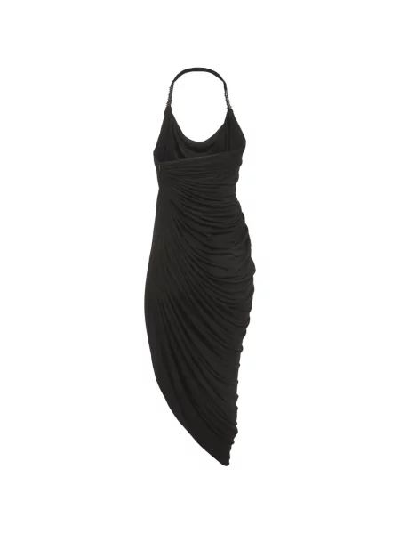 Rochie midi Chats By C.dam drapată cu un umăr gol negru