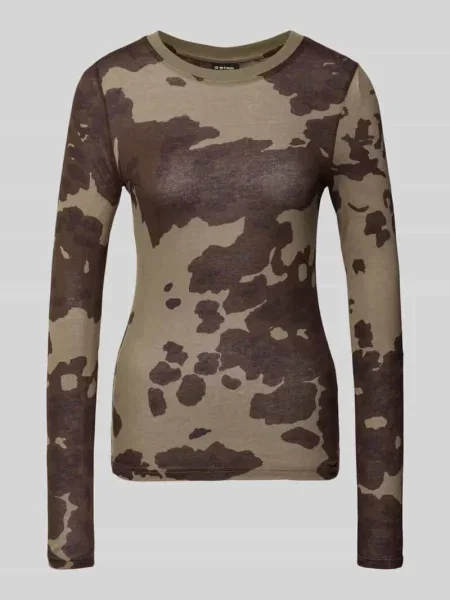 Bluzka z długim rękawem z prążkowanym okrągłym dekoltem G-star Raw