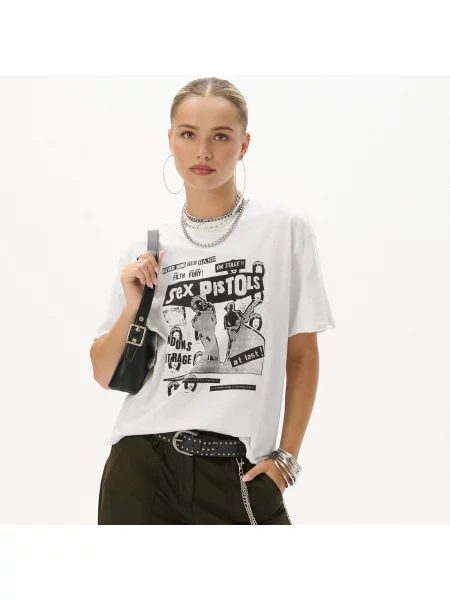 Cropp футболка з принтом Sex Pistols біла