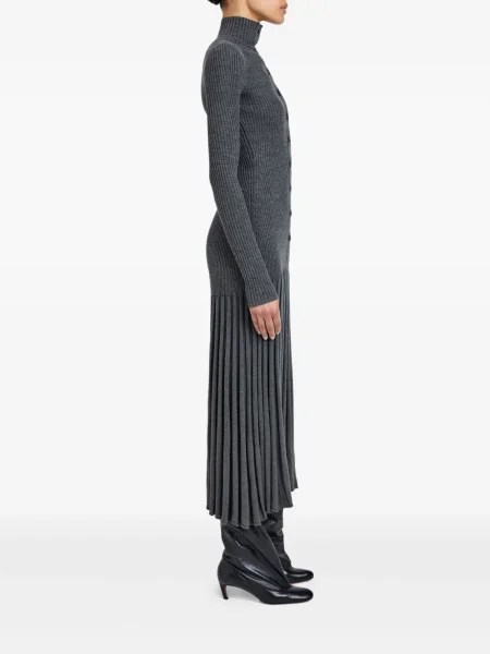 Rochie midi Proenza Schouler plisată până la genunchi de costum gri