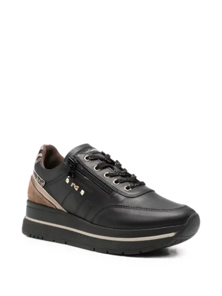 Sneakerși Nero Giardini din piele cu imagine cu model leopard negru