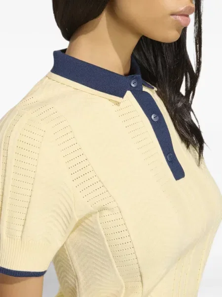 Pulover Adidas tricotate cu bretele galben