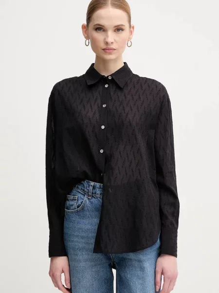 Mos Mosh camasa din femei cu guler clasic relaxed negru