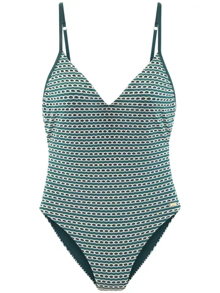 Copenhagen Studios Costum de baie întreg verde petrol / verde pin / natural alb