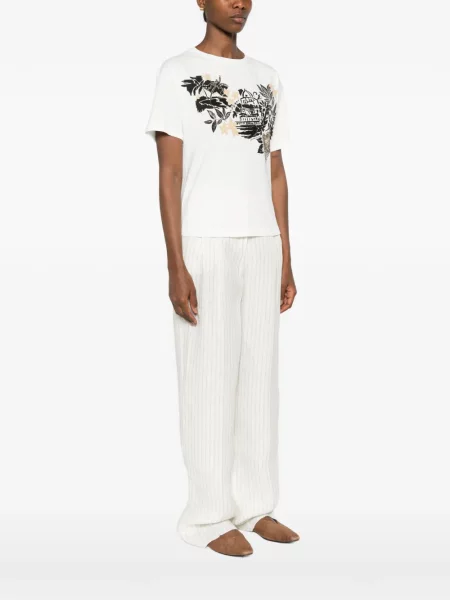 Koszulka Ermanno Firenze w kwiatki z nadrukiem biała