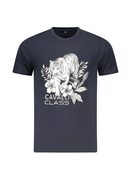 Tricou Cavalli Class cu model floral cu imagine albastru