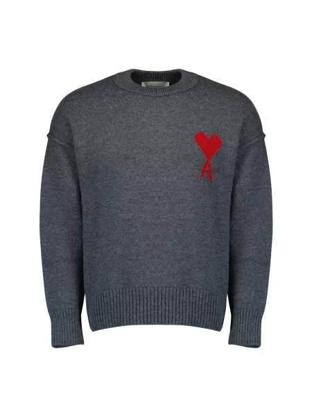 Sweter Ami Paris wełniany szary