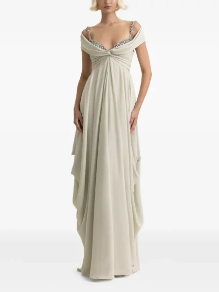 Sukienka maxi Gemy Maalouf z koralikami zielona