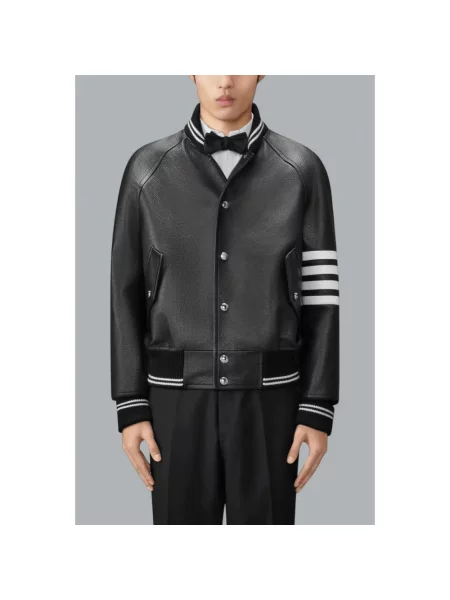 Kurtka skórzana Thom Browne czarna