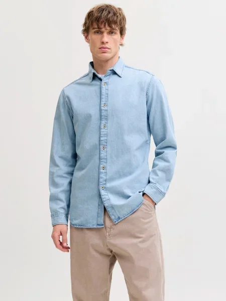 JACK & JONES Košeľa JJESTANLEY denim modrá