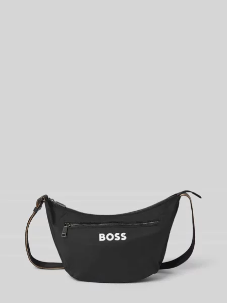 Torba na ramię z logo w kontrastowym kolorze Boss czarna