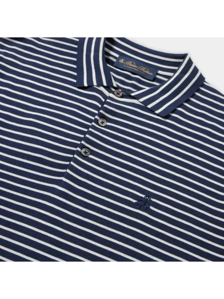 Dzianinowa koszulka polo Brooks Brothers w paski z paskiem niebieska