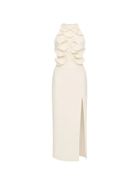 Rochie midi Divedivine cu model floral cu aplicații cu gât halter alb