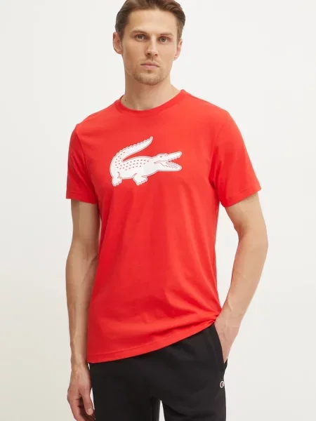 Тениска Lacoste с принт червено