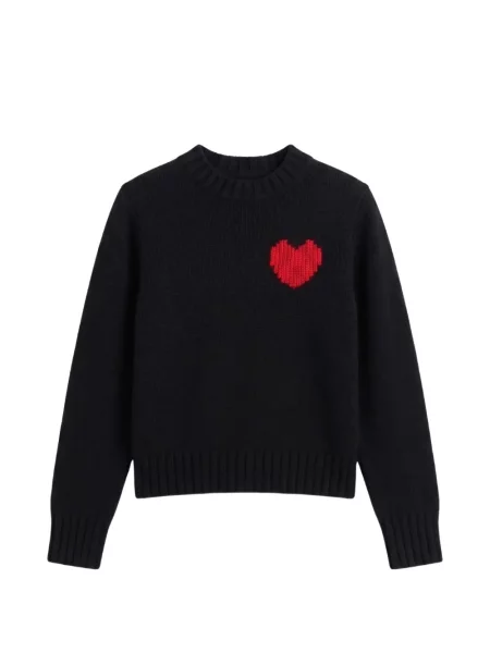 Pulover Chinti & Parker de lână cu motiv cu inimi negru
