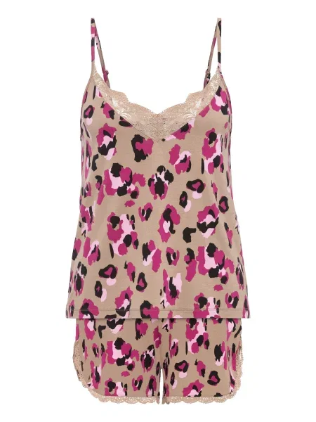 LASCANA Kratke hlače za spanje Lovly Nights roza / staro roza / črna bela