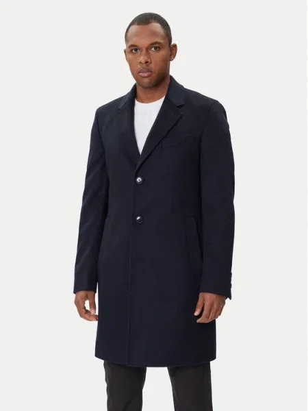 BOSS Вълнено палто Hyde тъмносин