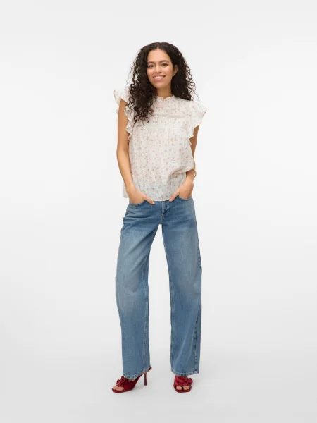 VERO MODA Bluză VMTrine oliv / roz alb