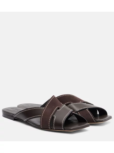 Klapki Tod's skórzane brązowe