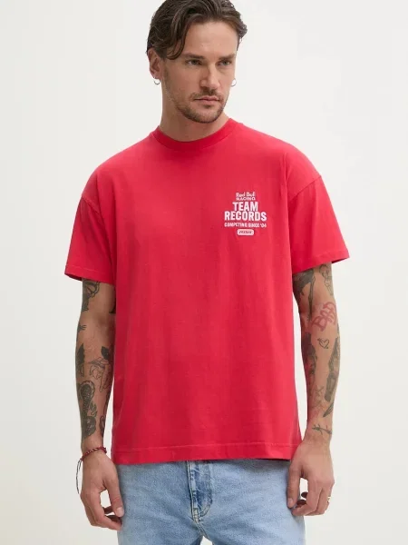 Тениска Red Bull Racing x Pepe Jeans TEAM RECORDS TEE с принт червено