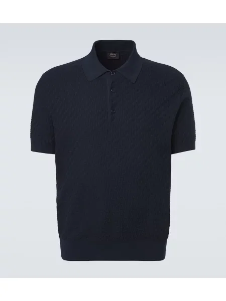 Tricou polo Brioni de mătase albastru
