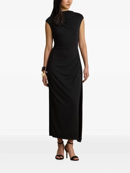 Rochie maxi Lauren Ralph Lauren cu decolteu barcă negru