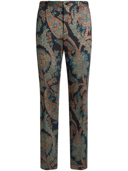 Pantaloni Etro cu model paisley din jacard albastru