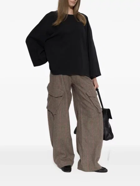 Pantaloni cargo R13 în carouri maro