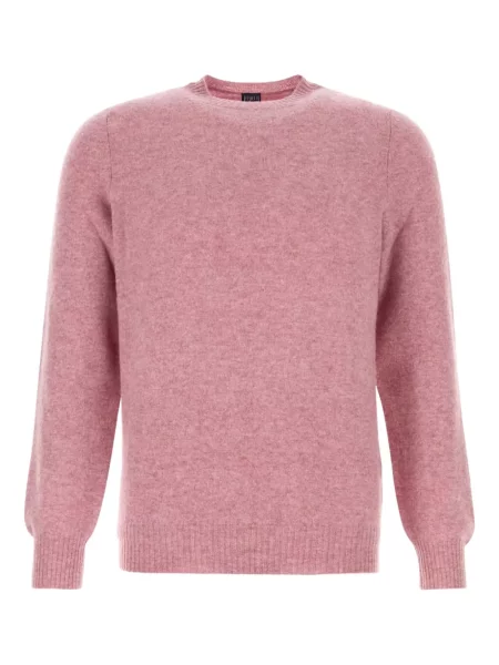 Pulover Fedeli din cașmir cu decolteu rotund roz
