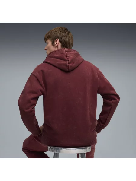PUMA bluza z kapturem Essentials Elevated o luźnym kroju z efektem sprania Akcesoria S czerwony