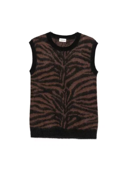 Dzianinowy sweter Parosh z nadrukiem w zebrę