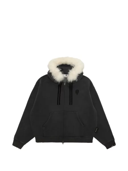 Hanorac cu glugă Aape By A Bathing Ape cu autograf cu blană negru