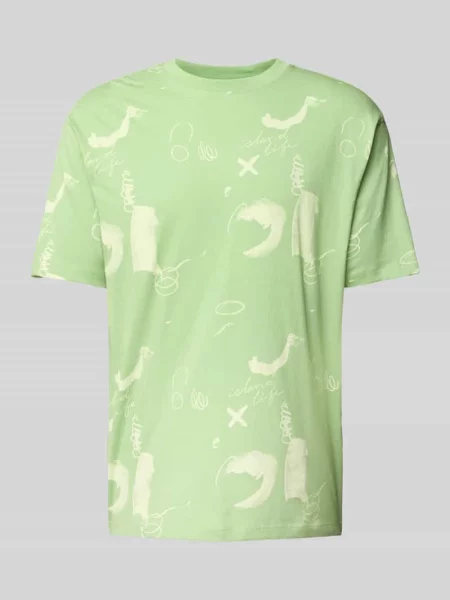 T-shirt z prążkowanym okrągłym dekoltem Scotch & Soda