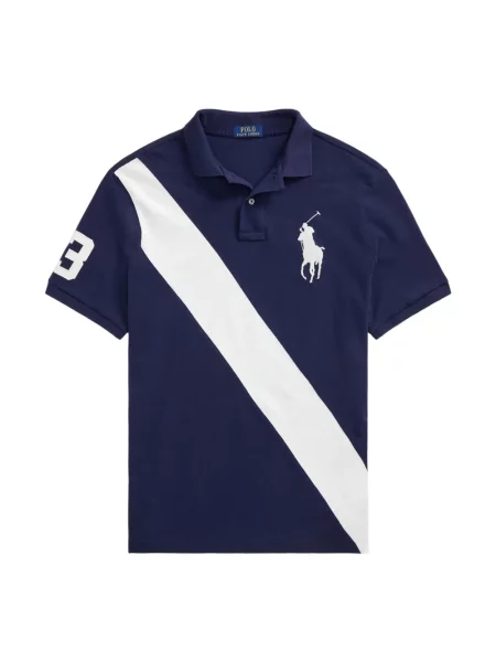 Tricou Polo Ralph Lauren din piele cu broderie în carouri maro
