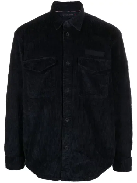 Риза Tommy Hilfiger от рипсено кадифе синьо