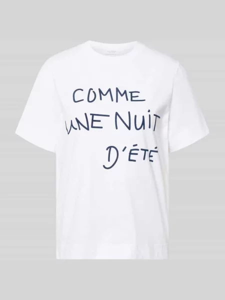 T-shirt z nadrukiem z napisem i okrągłym dekoltem Rich & Royal biała