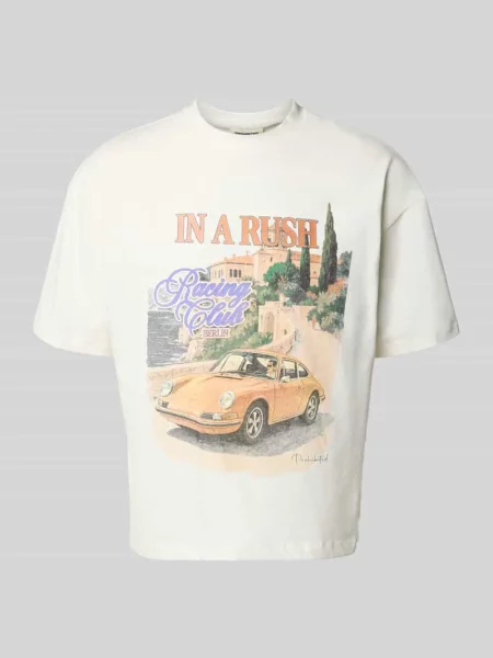 T-shirt z nadrukiem z motywem model Speeding' Prohibited biała