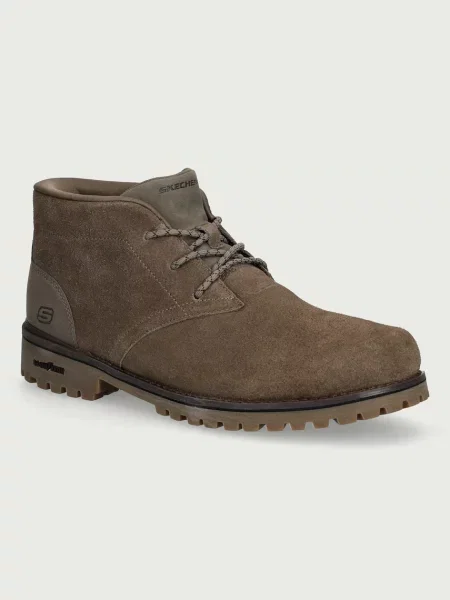 Skechers Kotníkové boty kožené QUINTERO DAMIEN zelené