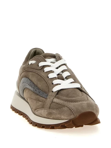 Sneakerși Brunello Cucinelli din piele de căprioară maro