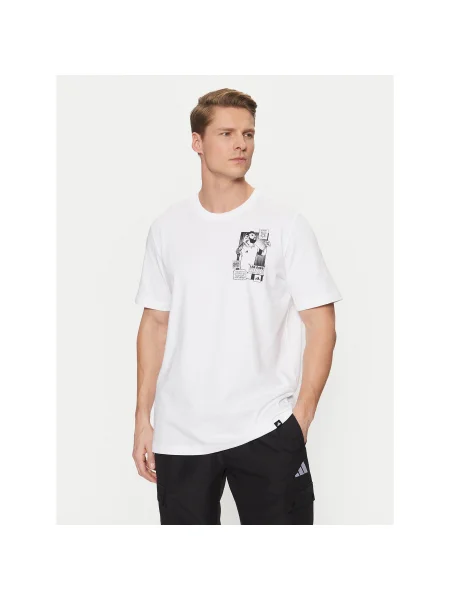 Adidas Performance póló Messi bézs férfi nyomott mintás fehér