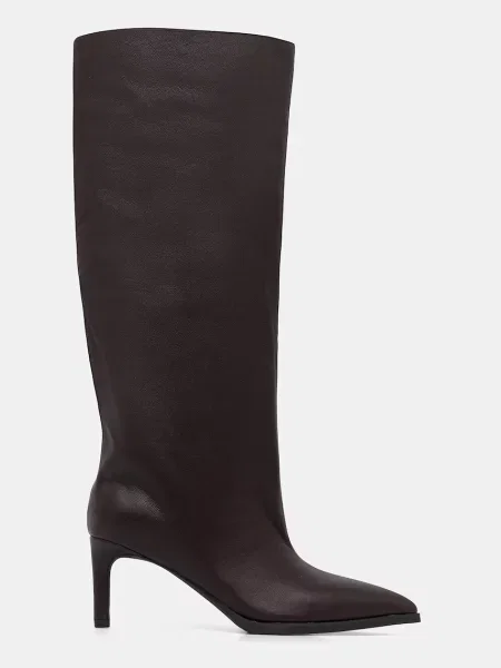 Кожаные сапоги Answear.lab на шпильке бордовые