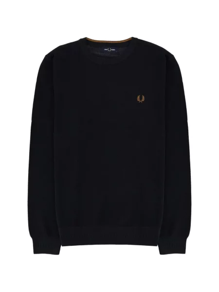 Hanorac Fred Perry cu broderie tricotate albastru