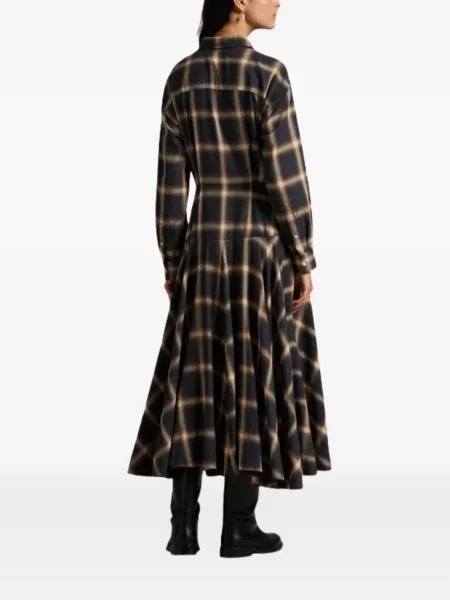 Кариран вълнен суичър с качулка Polo Ralph Lauren бродиран зелено