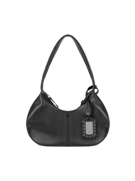 GANNI torebka skórzana Hobo Medium czarny